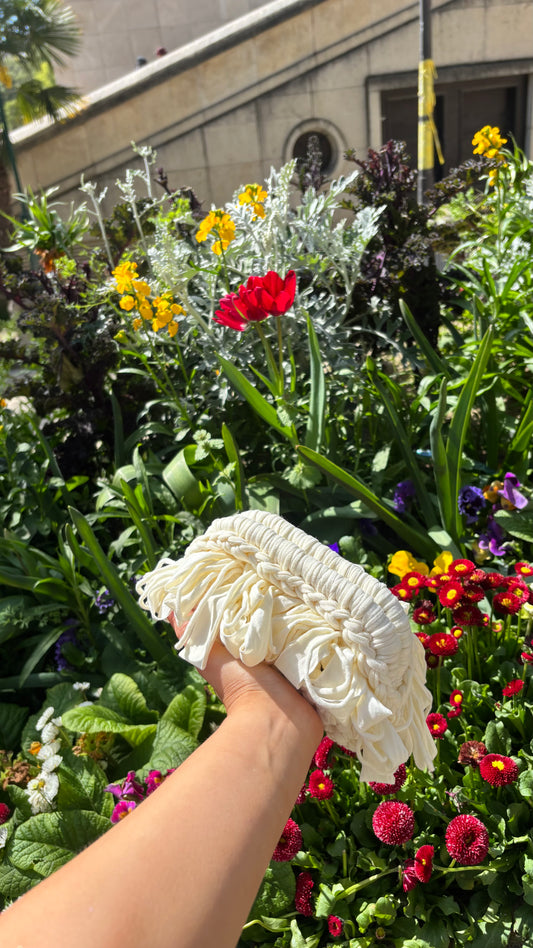 Ivory Ruffle Clutch