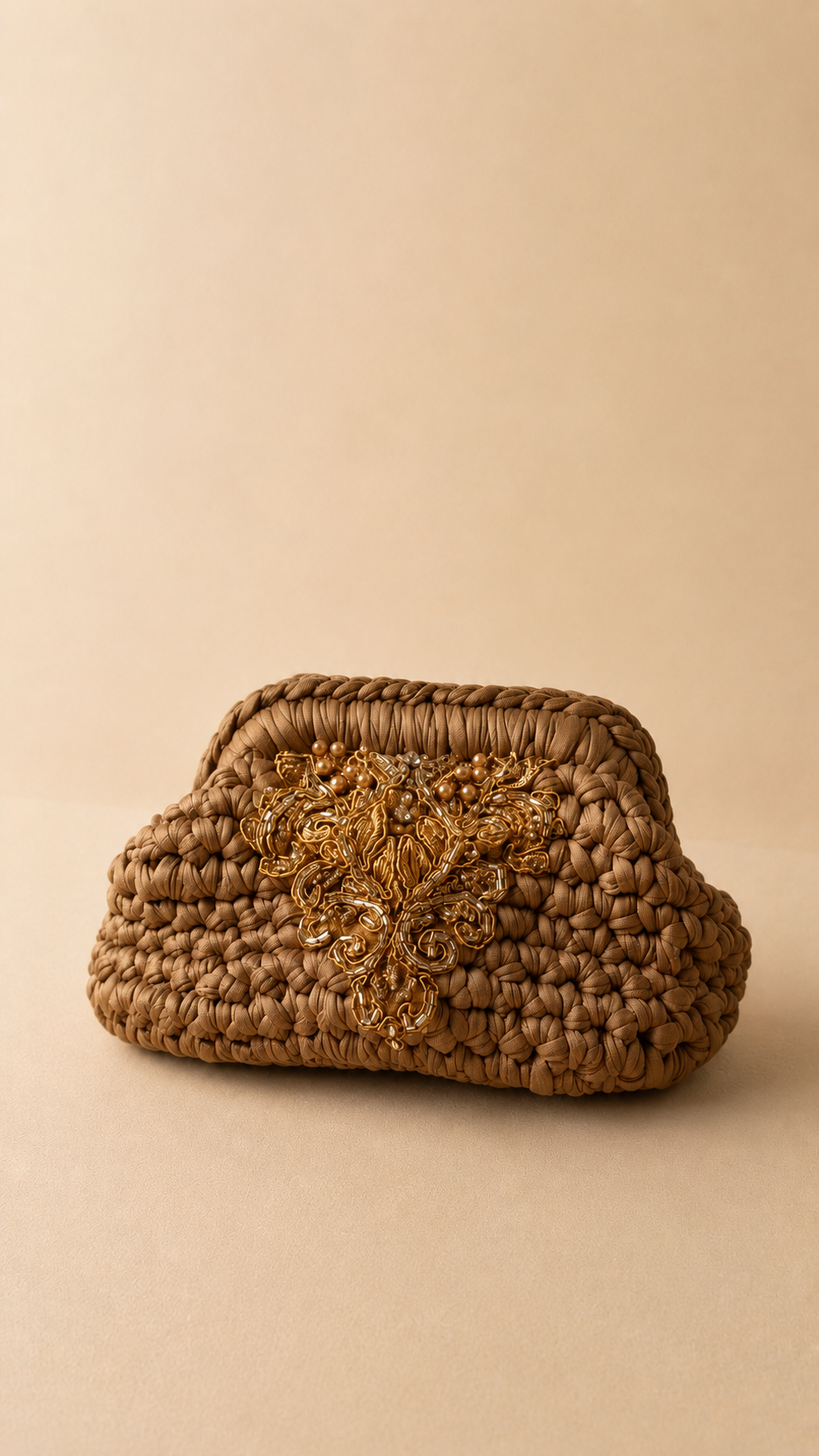 Mocha Crochet Pouch
