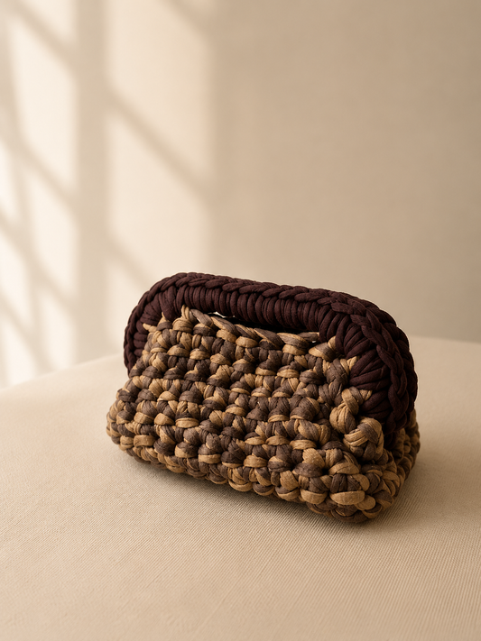 Mocha Weave Clutch